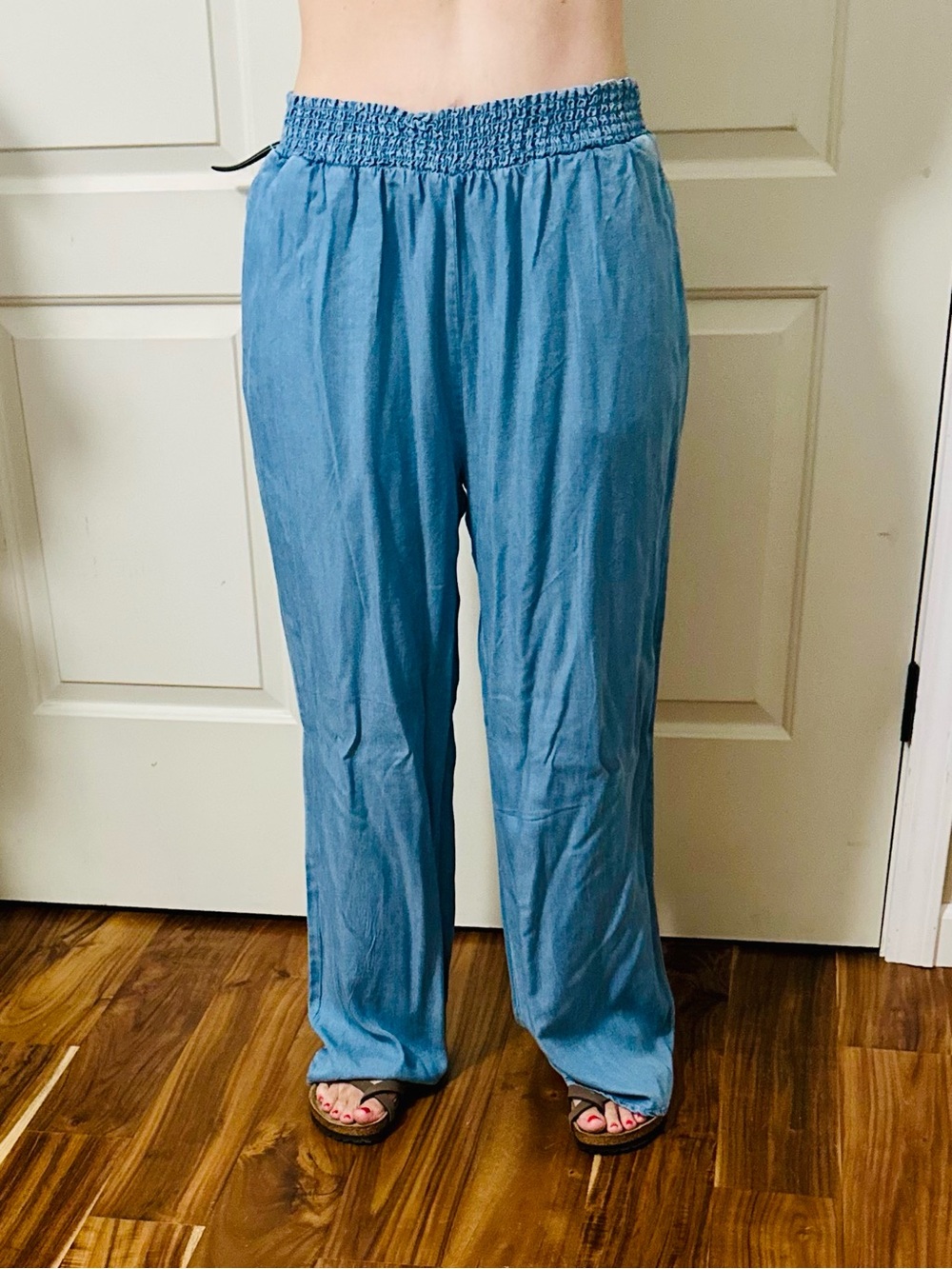 Velvet Heart Light Blue Elastic Smocked Waist Pants